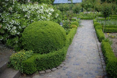 Natursteinweg durch Garten